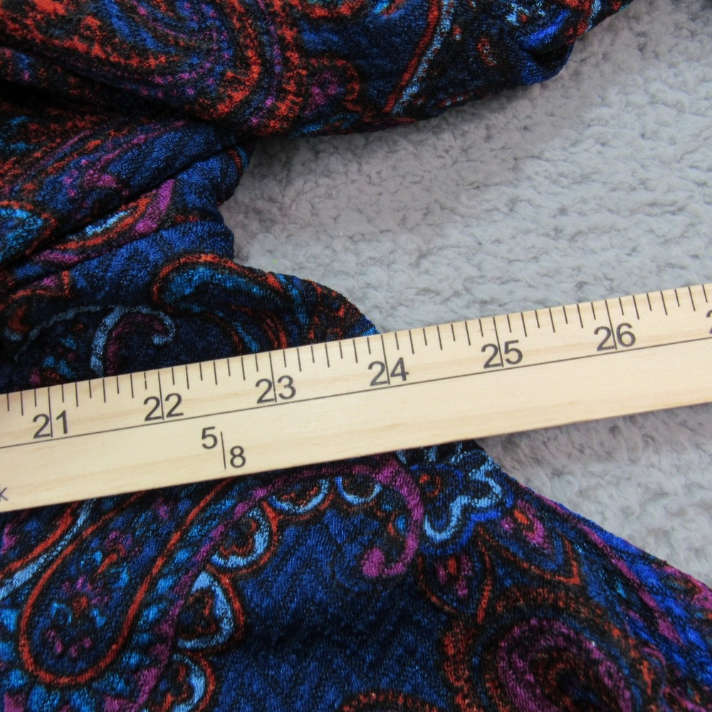Susan‎ Graver Womens Open Front Duster Cardigan Blue Paisley Pattern  Med - Picture 6 of 7